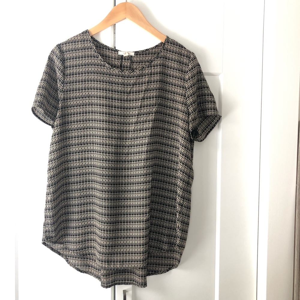 Pelione Black and Tan Patterned Shirt Size M